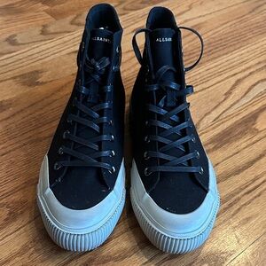 All Saints Men’s Black High-Top Sneakers with Gray Toe